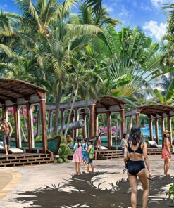 Không gian kiến trúc Châu Âu cổ đại tại phân khu Con đường tơ lụa của công viên nước
