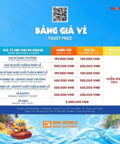 Bảng giá vé Sun World Vũng Tàu, giá vé Công viên nước Aqua Adventure siêu ưu đãi giảm giá, khuyến mãi vàng 2026