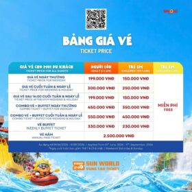 Bảng giá vé Sun World Vũng Tàu, giá vé Công viên nước Aqua Adventure siêu ưu đãi giảm giá, khuyến mãi vàng 2026